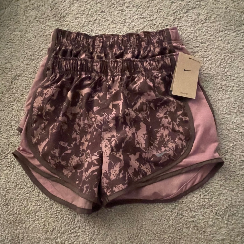 2 Pairs of Nike Dri-FIT Running Shorts XS Floral Print Mauve Activewear Womens